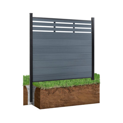 7.6ft H Semi-Closed Composite Privacy Fence Panel With Post (In-Ground 1.6ft, Groud 6ft )
