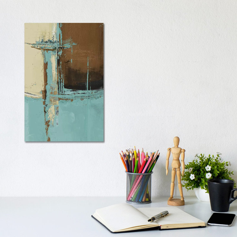 "Oxido on Teal I" par Patricia Pinto, reproduction d’art, Pas de tapis, Toile tendue, H 8 po x l 12 po x P 0,75 po