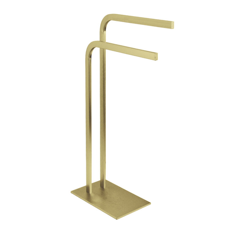 Kingston Brass Edenscape Freestanding Dual Towel Rack, Brushed Brass