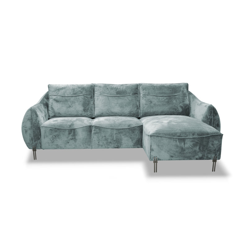 Adly 3 Seater Fabric Sofa & Chaise, Right Hand Facing, Teal