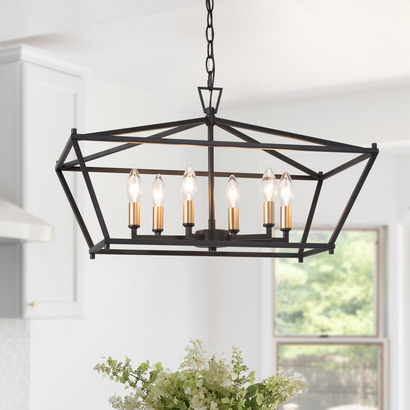 Lustre géométrique unique à 6 lumières de 23,5 po de largeur Otho