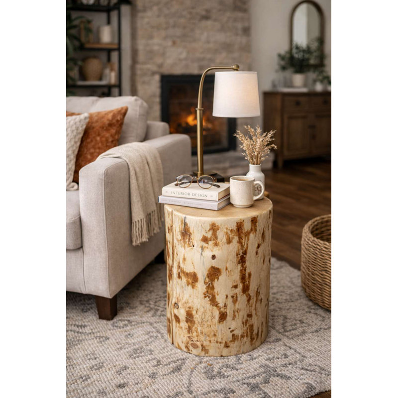 Souche de pin Heritage, support pour plante / table d'appoint / tabouret, 12 po x 22 po, vernis naturel transparent