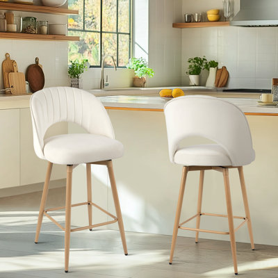 360°Swivel Upholstered Counter Stools with Backrest