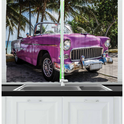 Cars 2 Piece Kitchen Curtain