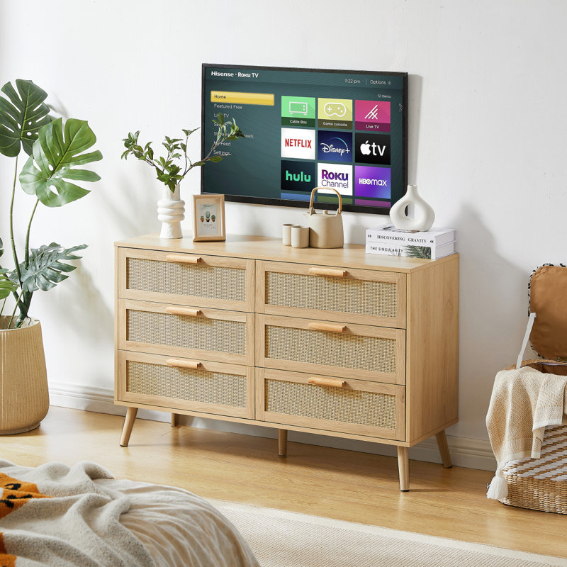 Commode double, commode en rotin avec tiroirs