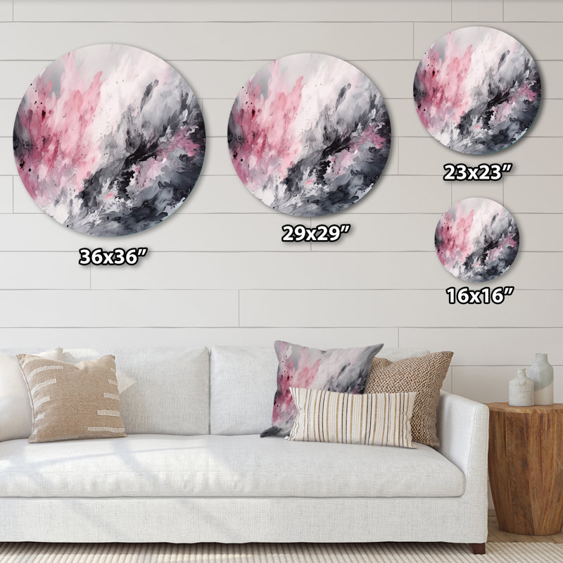 «Evolving In Pink Grey», encre liquide abstraite, H 16 po x l 16 po x P 1 po
