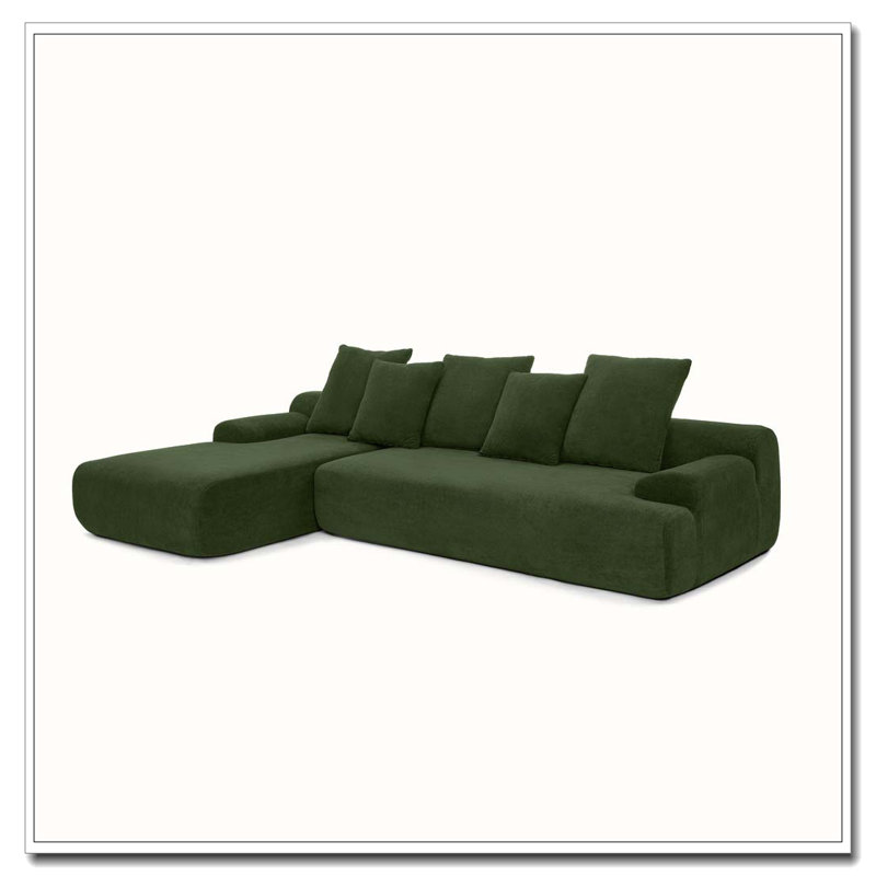 Upholstered L-Shape Sectional Sofa Couch, Green
