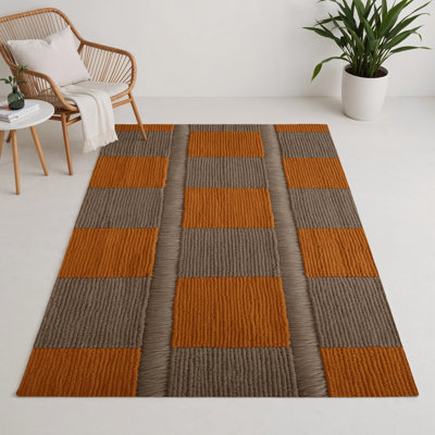 Tapis d'intérieur et d'extérieur à carreaux brun