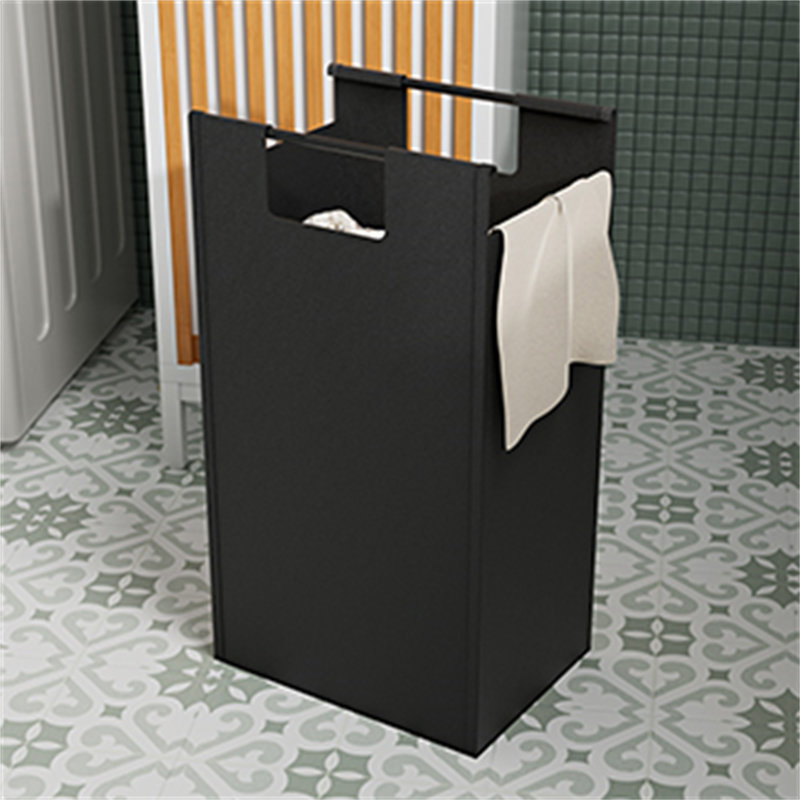 Armoire de salle de bain avec façade et panier en bambou - naturel / blanc