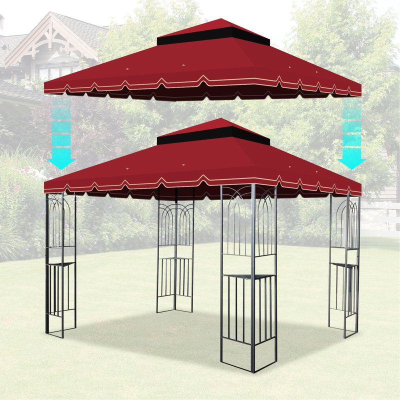 Toile de remplacement rouge pour gazebo 3 x 3 m. Matériau hydrofuge. Toile double avec trous de drainage et moustiquaire. Protection et imperméabilité. Filet de drainage inclus.