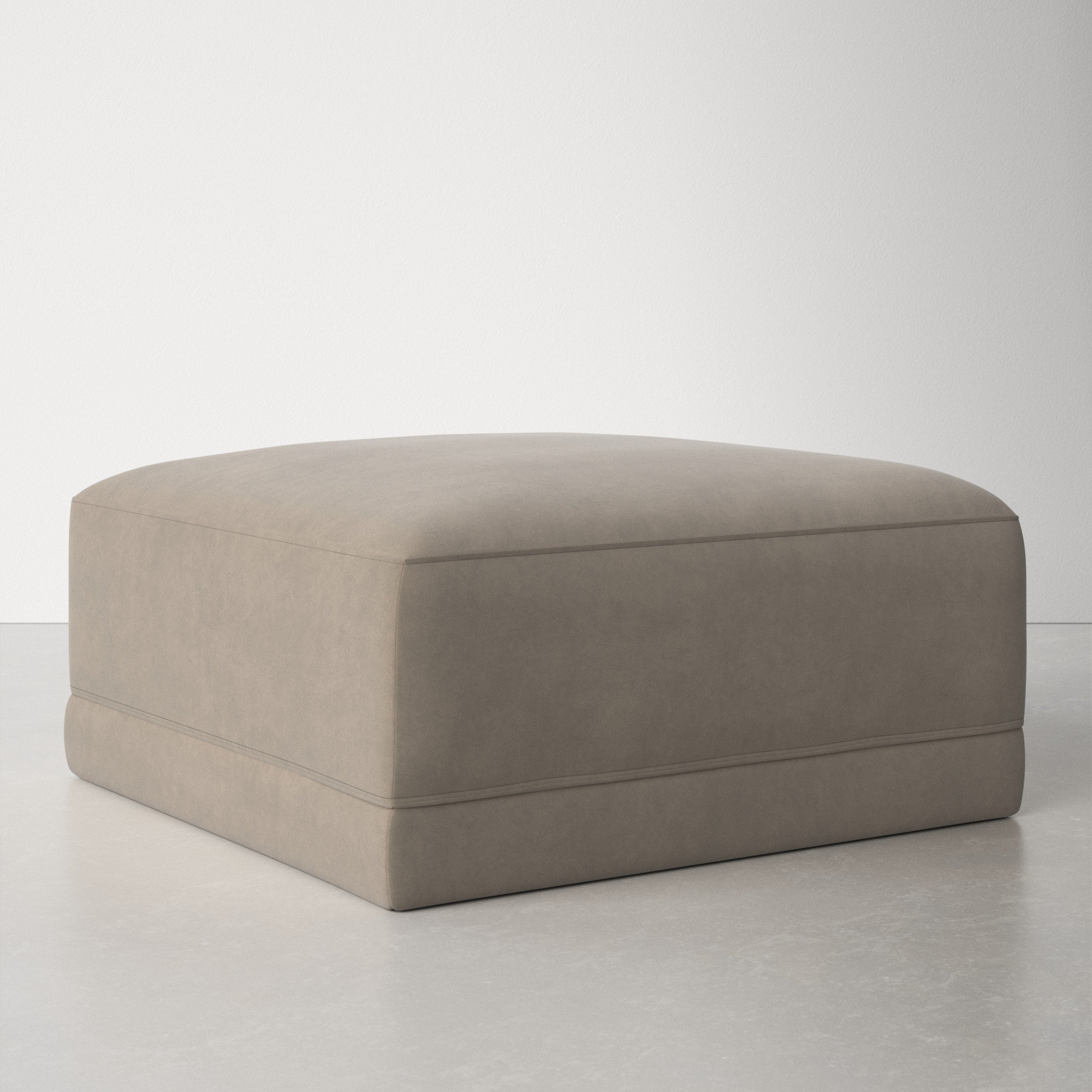 Deirdre Upholstered Velvet Ottoman, Taupe Velvet