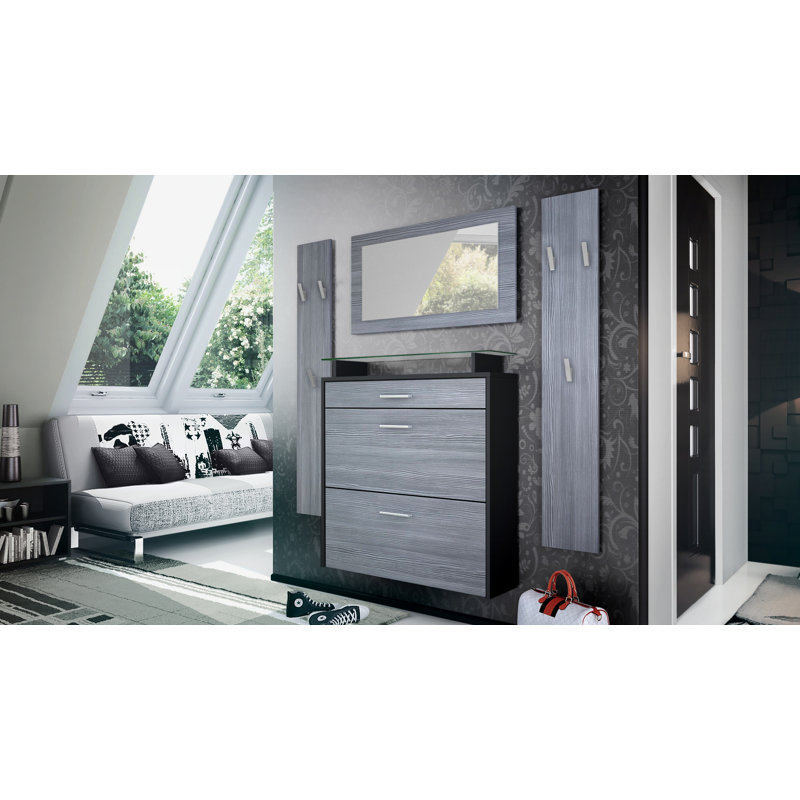 Mccarroll Hall Tree with Shoe Storage, Avola anthracite/Matt black