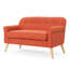Élégant canapé deux places orange, avec accoudoirs légèrement roulés et capitonnage à boutons, revêtement en tissu, pieds en bouleau finition marron, montage facile, revêtement capitonné confortable, brun, 123 cm (l) x 74 cm (p) x 80 cm (h), orange