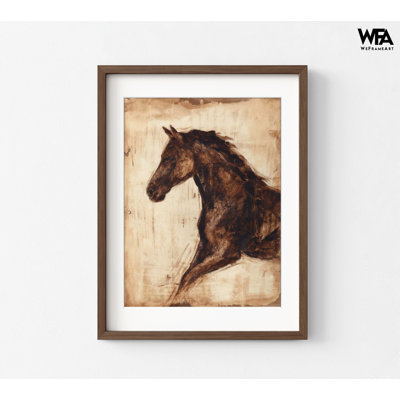 Weathered Equestrian I By Ethan Harper, Brown Horse Equestrian Academy Office Wall Art, Farmhouse Themed Toddler Bedroom Wall Art