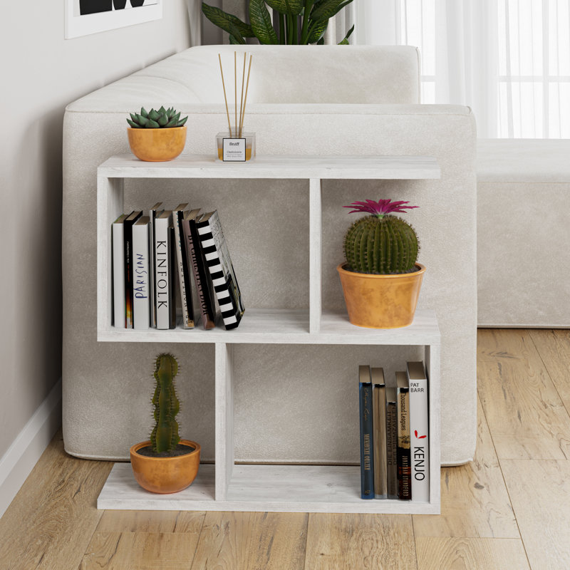 Barbara Side Table Modern 2-Tier Design with Storage Compartments, Ancient White