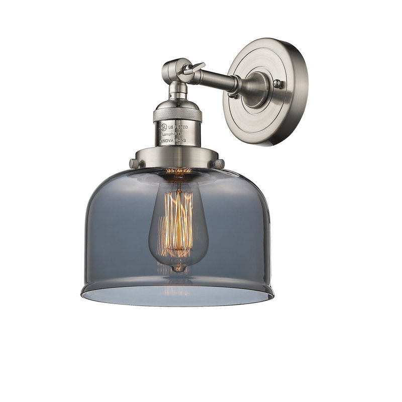 Wynkoop Semi Flush Mount, 13" H x 8" W, Smoked, Brushed Satin Nickel