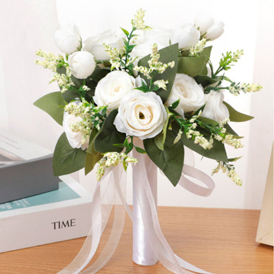 1Pcs Bouquets de mariage pour la mariée Bouquet de demoiselle d'honneur Roses artificielles pour le mariage Saint-Valentin