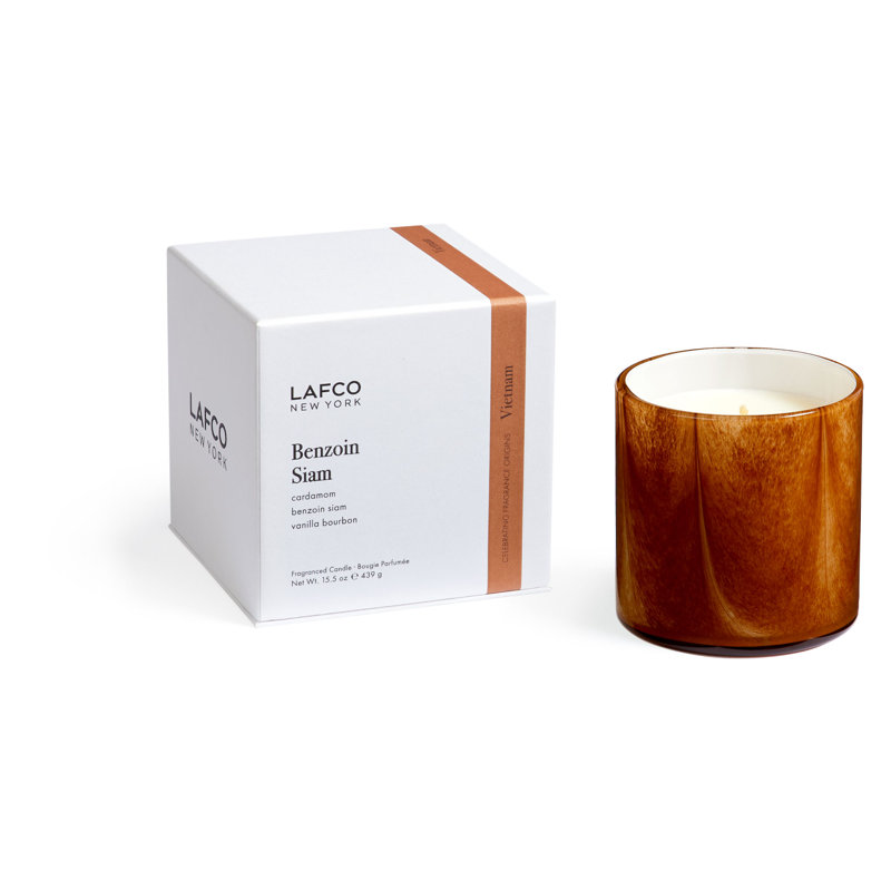 Bougie parfumée à la vanille avec support en verre Source & Story