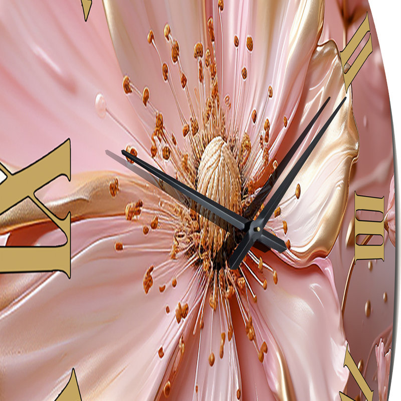 Horloge murale liquide en métal blanc et rose clair II, Grand
