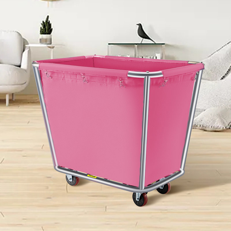 Tissu / chariot en acier inoxydable avec roulettes, Rose