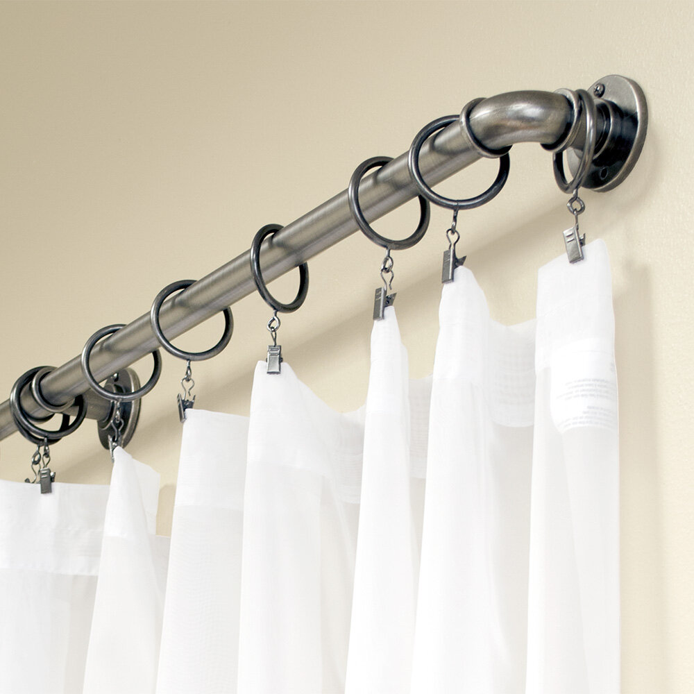 17 Stories Stellan Steel Adjustable Overall Width Single Curtain Rod ...