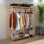 Donavon Natural Bamboo Wooden Clothes Rack Garment Rail Garment Rack Open Wardrobe Storage Shelves Bedroom