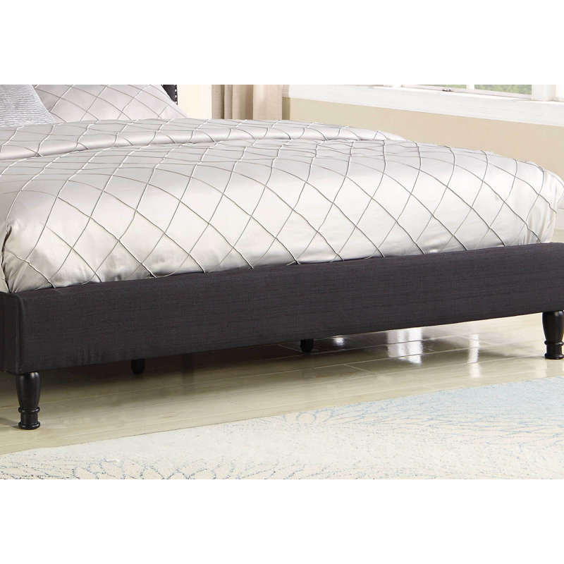 Annaline Upholstered Wingback Bed, Black, Queen
