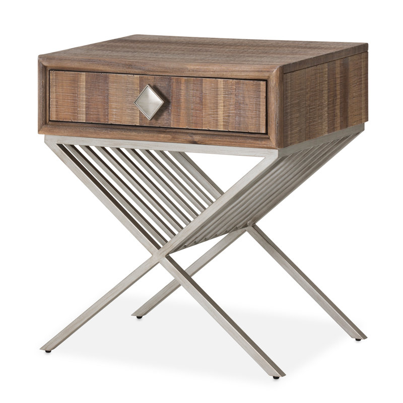 Hudson Ferry Solid Wood Top End Table with Storage