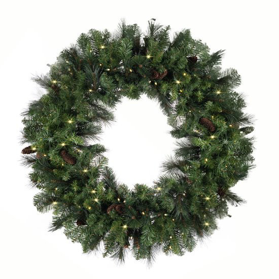 Faux Fir Lighted Wreath, 31" H x 10" W x 31" D