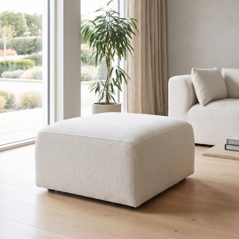 Driftwood 74 cm W Boucle Rectangle Footstool, Cream