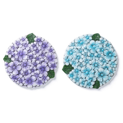 Garden Cement Stepping Stone with Colorful Hydrangea Texture