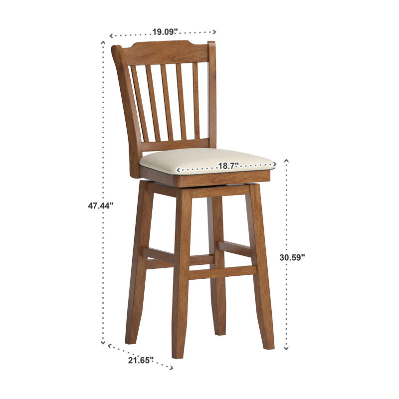 Tabouret pivotant Fortville, Chêne, Tabouret de bar (siège d'une hauteur de 29 po)