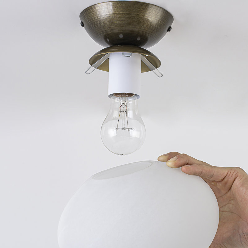 Plafonnier semi-encastré sphérique en verre 1 lumière à intensité variable 7,9 po pour hall d'entrée