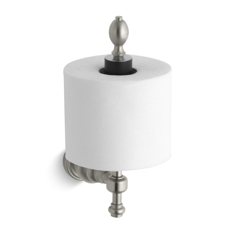 Porte-papier hygiénique vertical en laiton iv georges, Nickel brossé éclatant