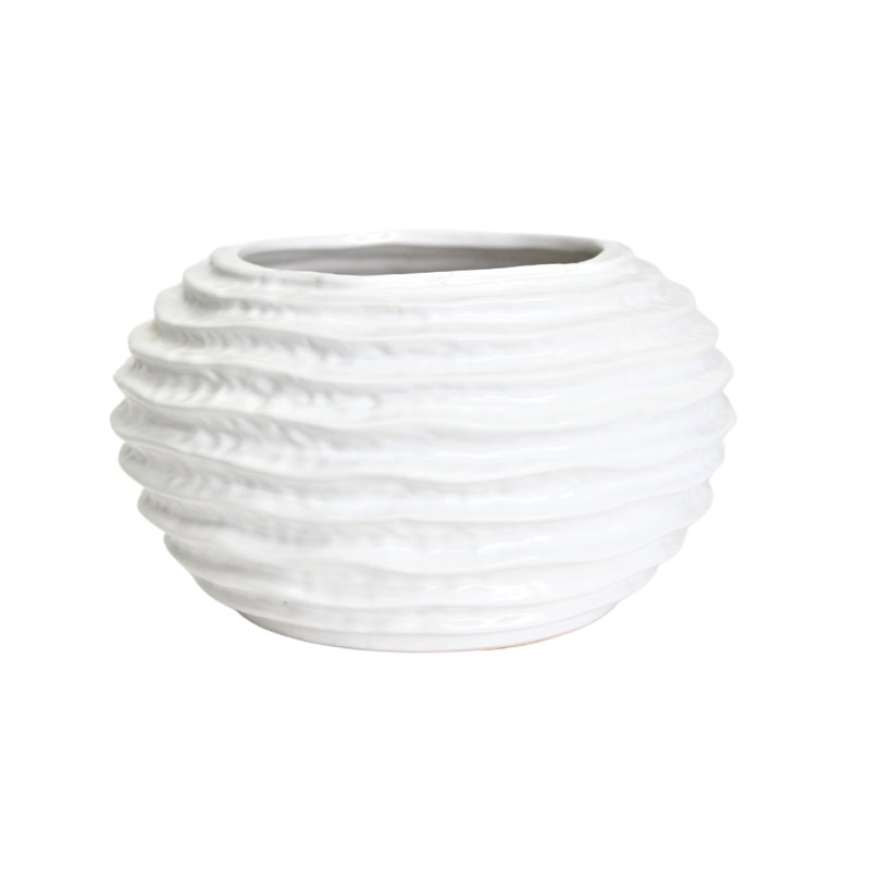 Vase de table en céramique Ghanim, Blanc, Petit