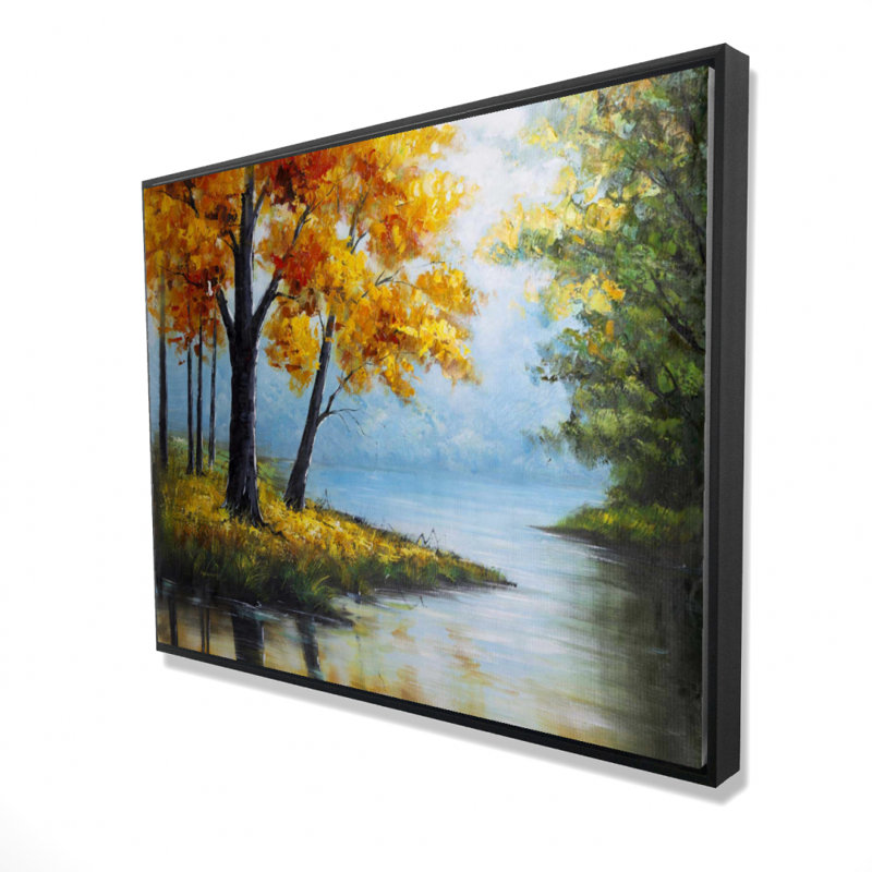 Trees By The Lake Print On Canvas, H 36 po x l 48 po