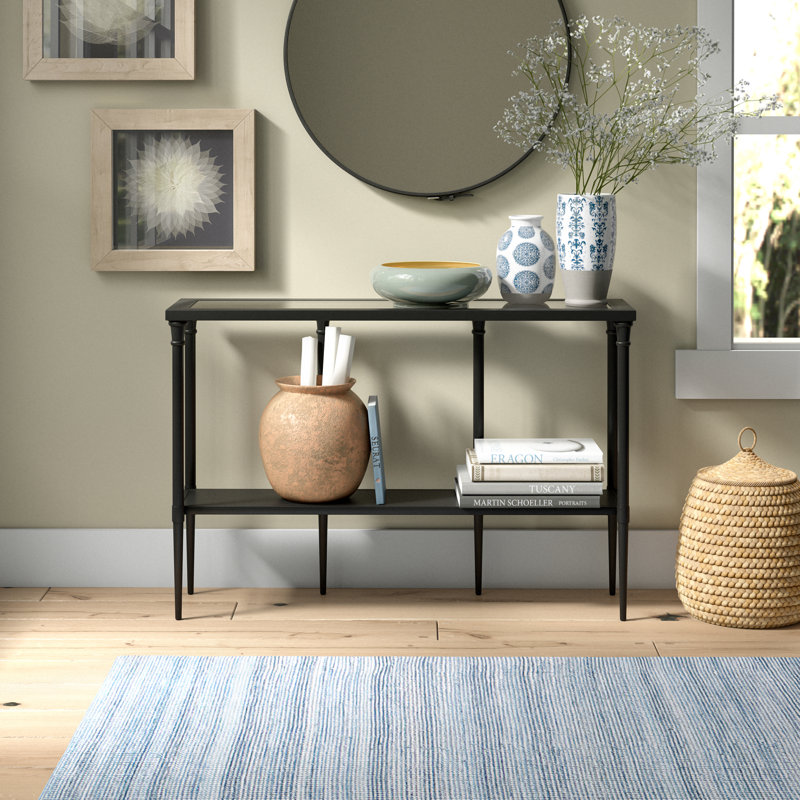 Console rectangulaire en bronze noirci Dafna, Bronze noirci, H 30 po x l 45 po x P 12 po