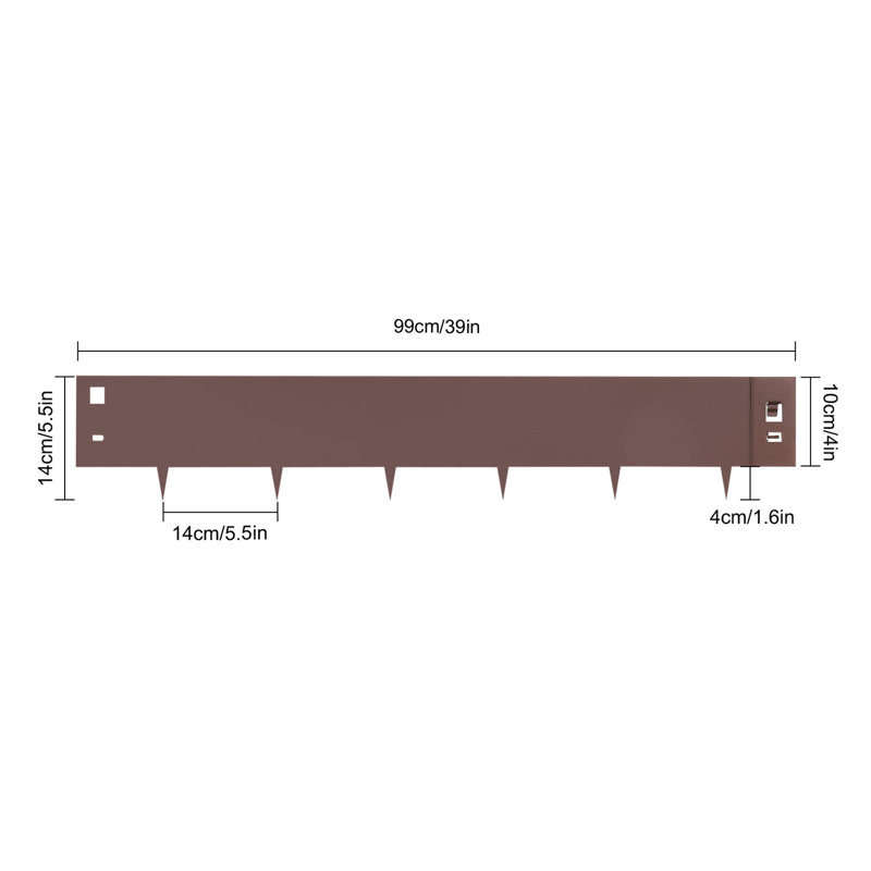 Bordure de jardin, H 5,5 po x l 39 po, Brun