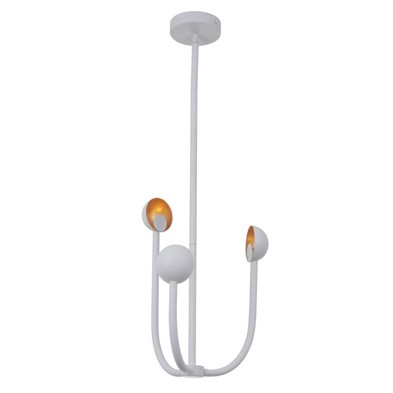 Lustre géométrique unique à 3 lumières Keeter, Blanc