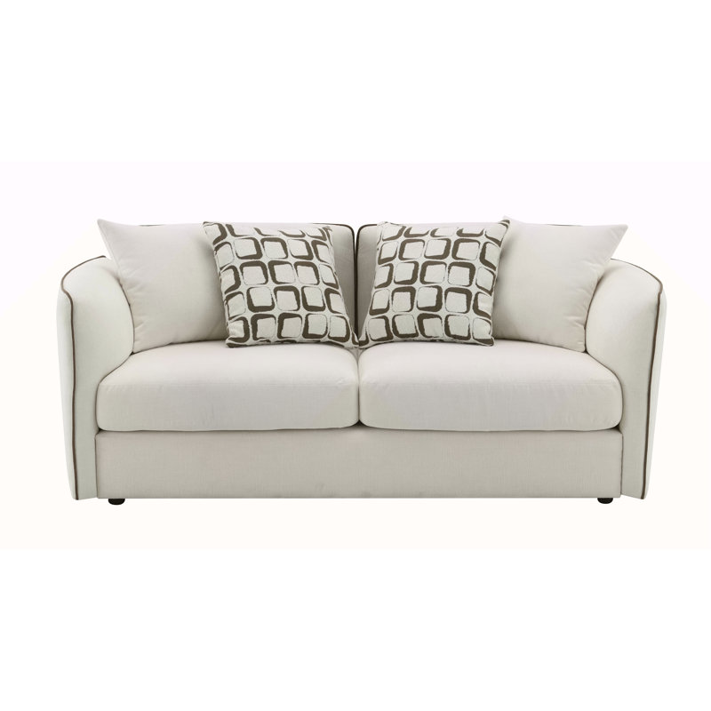 Causeuse en chenille beige avec 4 coussins Yolanda