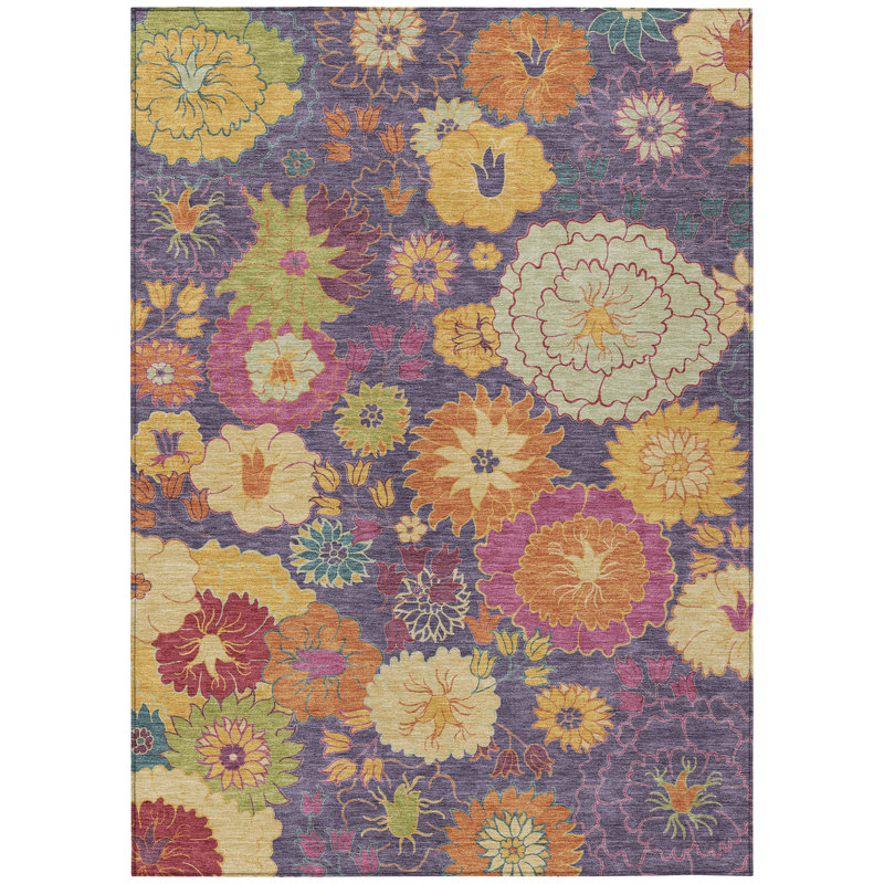 Machine Washable Indoor/Outdoor Chantille ACN2293 Floral Rug, Rectangle 10' x 14'