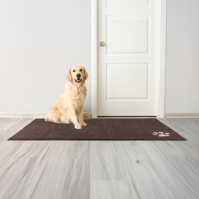 Dog Door Mat  Entryway Rug with Non-Slip Back - Super Absorbent Microfiber Dog Mat for Muddy Paws, Wet Shoes, and Dog Bowls - Machine Washable Mud Mats for Dogs by PETMAKER 