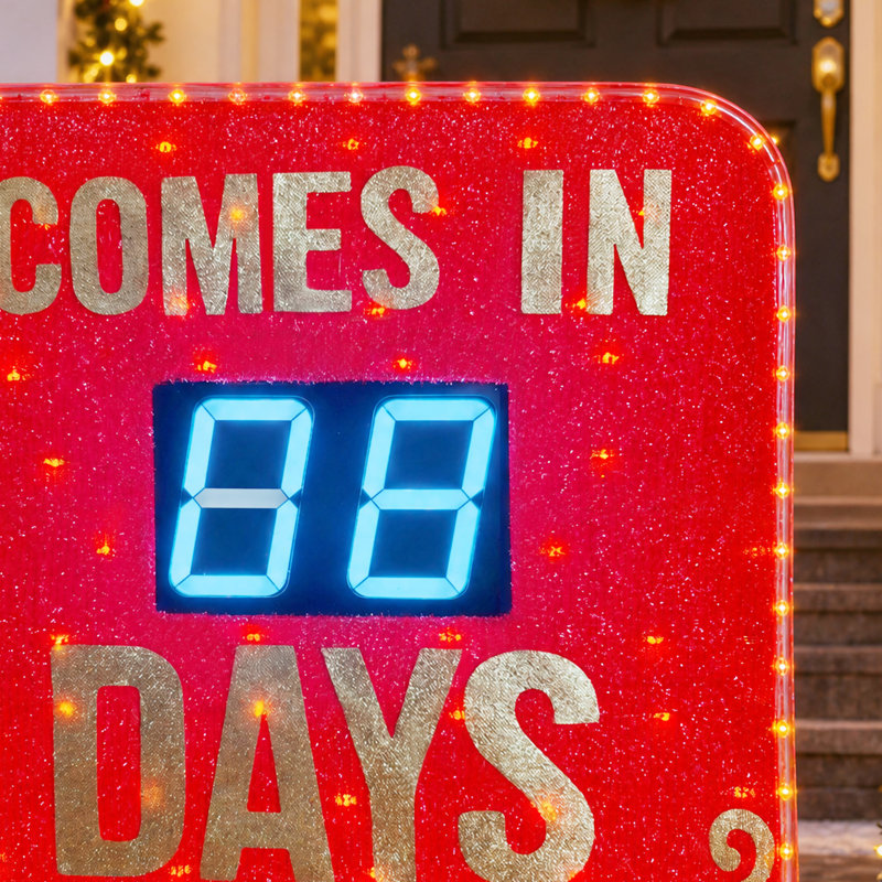 5 pi Décoration d'extérieur de Noël avec compte à rebours illuminé avec télécommande et DEL blanc chaud