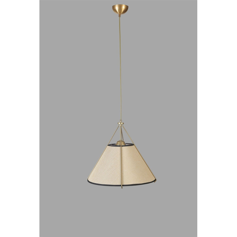 Lustre en métal élégant, finition beige et or, 15,7 po de diamètre x 27,6 po de hauteur | Hauteur réglable | Douille E27 de 40 W maximum | Certifié IP20 | Parfait pour les salons, les salles à manger et les entrées, conception élégante et durable