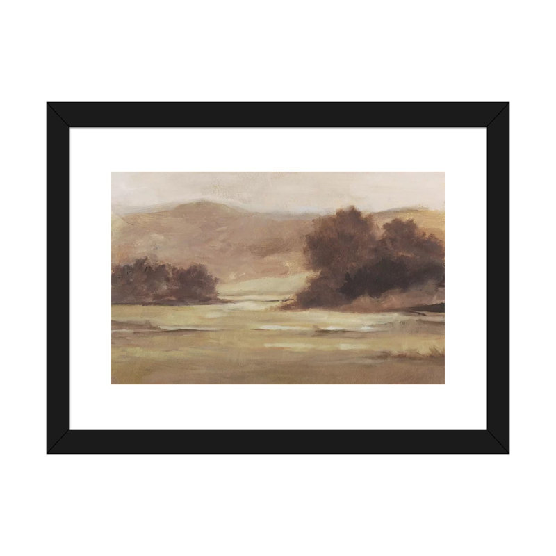 Reproduction d’art, "discrète Landscape I" par Ethan Harper, H 24 po x l 32 po, Toile avec cadre en bois beige, Noir