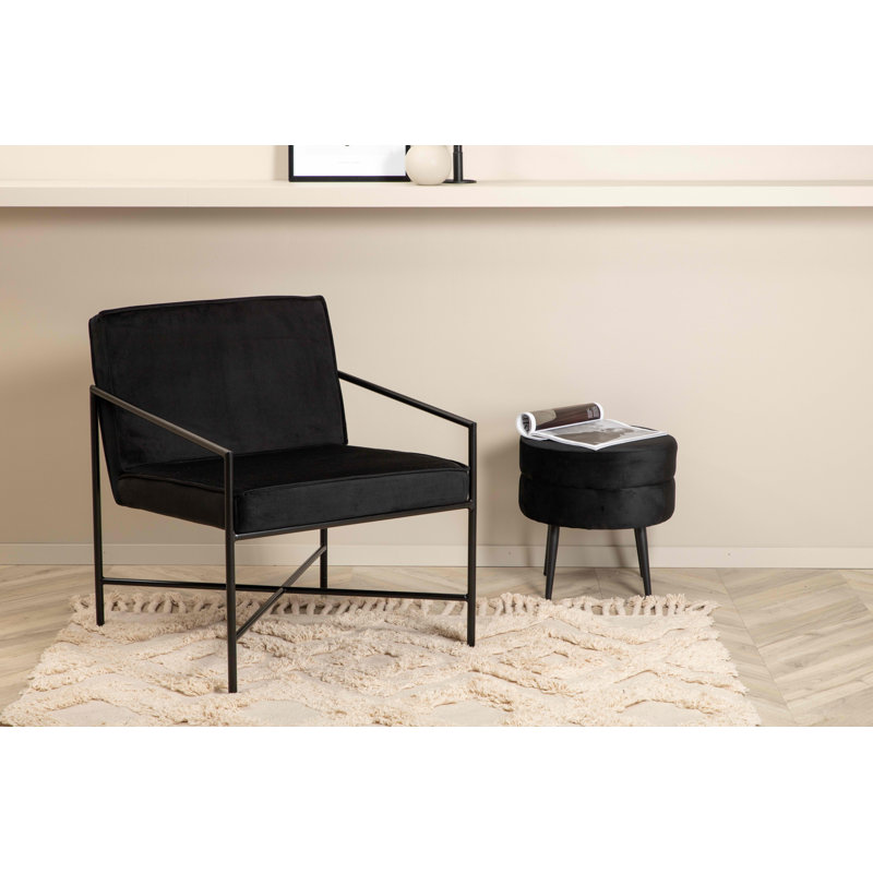 Hiyan Velvet Armchair, Black