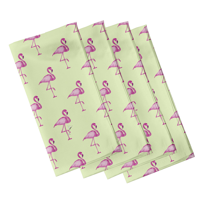 Biddlesden Flamingo Fanfare Martini Napkins, Green