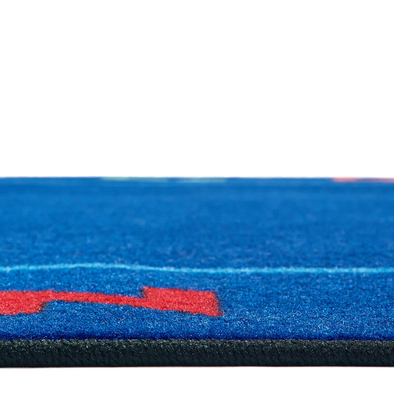 Blue Synthetic Non-slip Washable Kids Alphabet Rug 6' x 9'