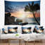 Tapisserie «Seashore Lonely Palm Tree on Rocky Beach»-28508401