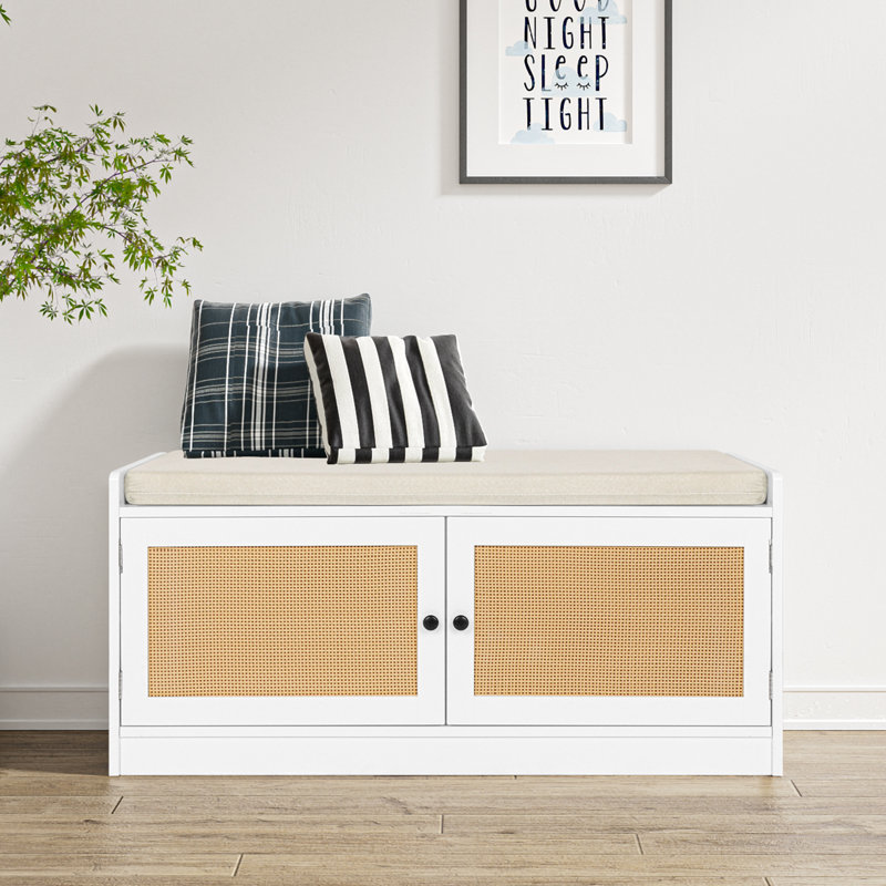 Mirazo Rattan Entryway Bench With Shoe Storage